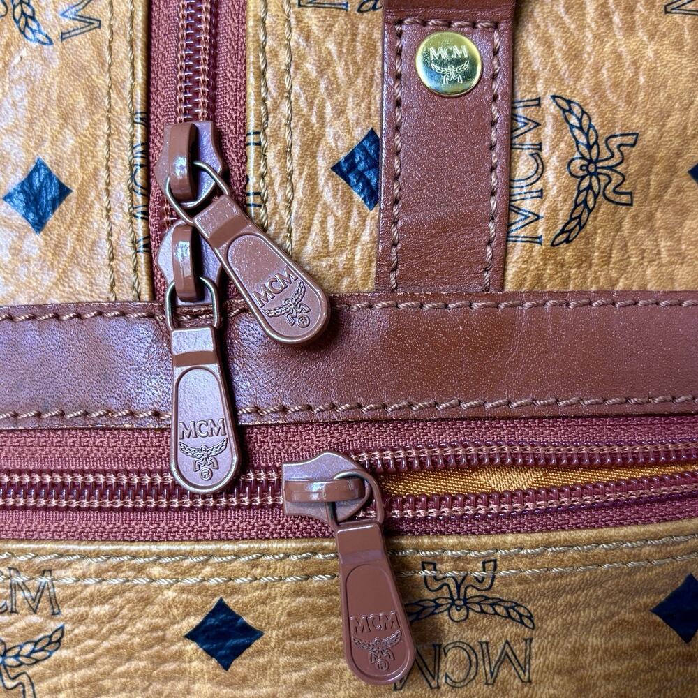 Authentic MCM Visetos brown 2Way Boston Duffel Tavel bag Made In Germany 22” BIG - Picture 15 of 16